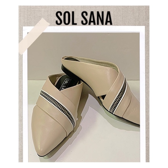 Sol Sana Mules Sandals Zip Flat Nude Mules size 36 - Picture 12 of 13